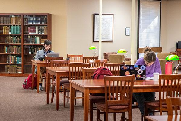 students in library